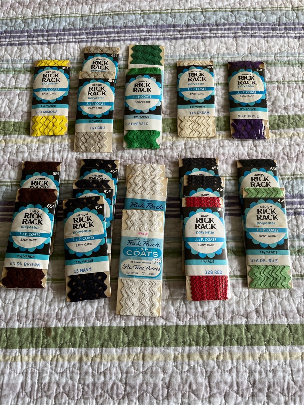 Vintage Rick Rack Assorted Colors by J & P Coats Bundle of 20  NEW in Package